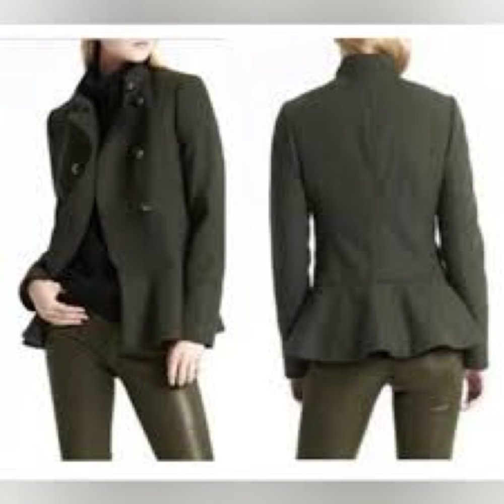 Banana Republic Italian Melton Military Peplum Jacket Blazer